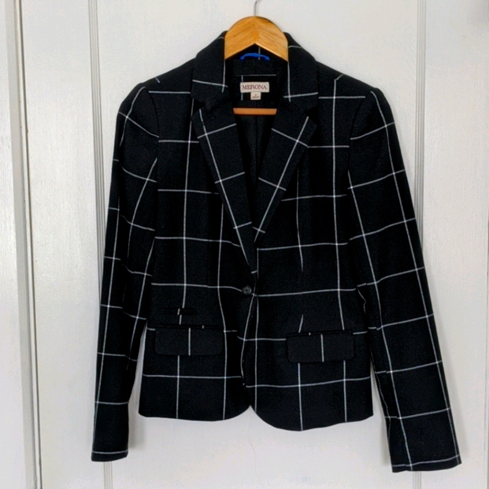 Merona Blazer Windowpane Print